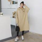 Tall Size Lettered Midi Hoodie Dress Beige - One Size