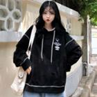 Lettering Contrast Stitching Hoodie