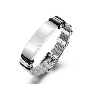 Fashion Simple Mesh Belt Geometric 316l Stainless Steel Bracelet Silver - One Size
