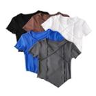 Short-sleeve Cross Strap Asymmetrical T-shirt
