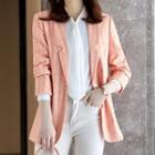 Striped Blazer / Straight Leg Dress Pants / Long-sleeve Shirt / Set