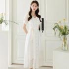 [the Marriage] V-neck Flared Maxi Lace Dress