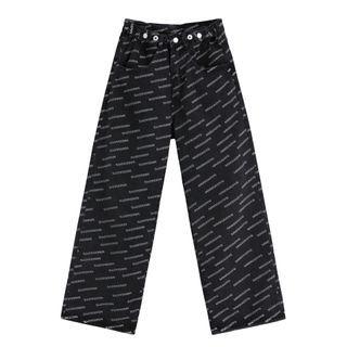 Letter Print Straight Cut Jeans