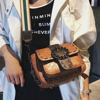 Faux Leather Stitched Crossbody Bag