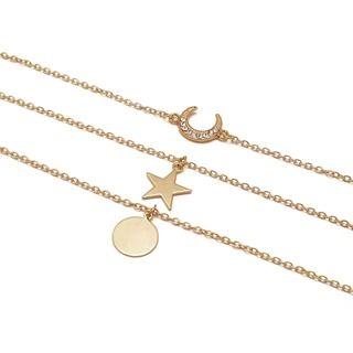Star & Moon Multi-chain Necklace