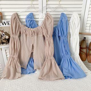 Details Off-shoulder Slited Top In 5 Colors