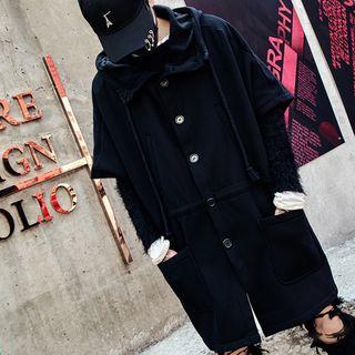 Buttoned Hooded Vest Black - One Size
