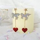 Alloy Unicorn & Heart Dangle Earring 01# - 925 Silver - Stud Earring - One Size