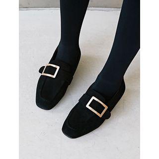 Buckled Faux-suede Loafers