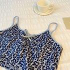 Cropped Leopard Print Camisole Top Blue - One Size