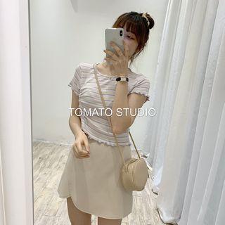 Lace Up Striped Top