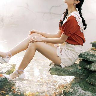 Short-sleeve Top / Suspender Shorts