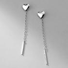 Heart Threader Earring 1 Pair - S925 Silver Threader Earrings - Silver - One Size