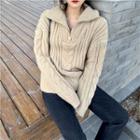 Turtle-neck Loose-fit Sweater Almond - One Size
