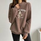 Drop-shoulder Puppy-print Sweatshirt