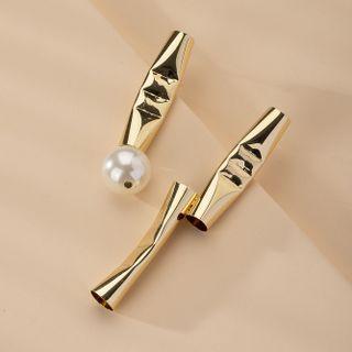 Asymmetrical Beaded Geometric Drop Earring E1055 - 1 Pair - Asymmetric - Gold - One Size