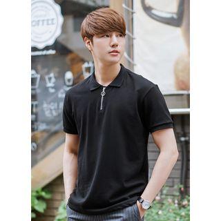Short-sleeve Zip-accent Polo Shirt