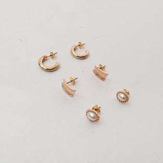 Set Of 3: Metal Earrings