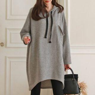 Patch-pocket Boxy Hoodie Dress