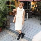 Sleeveless High Neck Knit Dress