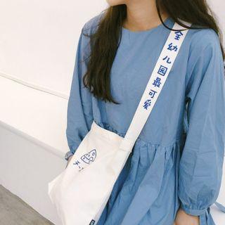 Embroidered Canvas Crossbody Bag White - One Size