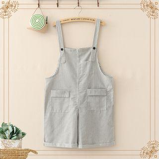 Pinstriped Jumper Shorts Gray - One Size