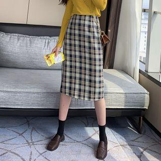 Checker Midi Skirt