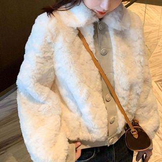 Fluffy Button-up Cropped Jacket