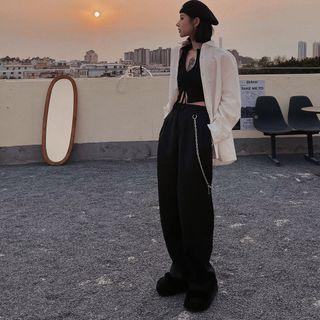 Halter-neck Drawstring Camisole Top / Shirt / Wide Leg Pants