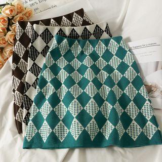 Argyle Knit Pencil Skirt In 5 Colors