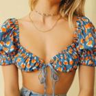 Color-block Short-sleeve Crop Top