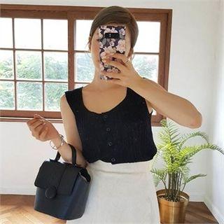 Buttoned Rib-knit Vest