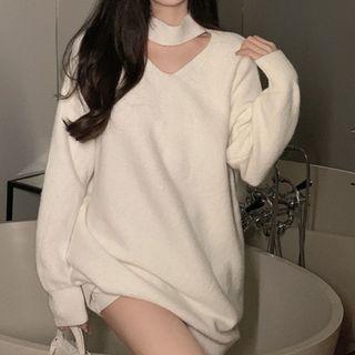 Plain Knitted Halter-neck Sweater