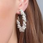 Faux Pearl Open Hoop Earring 1 Pair - 01 - 8175 - White - One Size