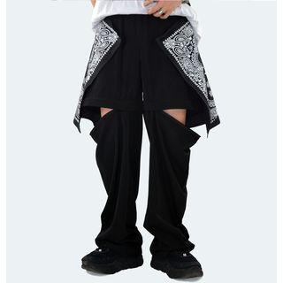 Printed Cutout Straight-cut Pants