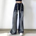 High Waist Tie-dye Bootcut Jeans
