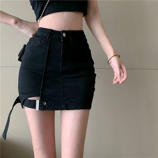Cutout Mini Denim Skirt