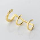 925 Sterling Silver Layered Cuff Earring 1 Pc - Gold - One Size