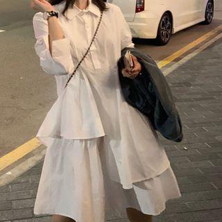 Long-sleeve Ruffle Collared Dress
