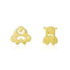 Sterling Silver Plated Gold Fashion Creative Small Animal Asymmetric Stud Earrings Golden - One Size