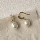 Freshwater Pearl Drop Earring 1 Pair - 1486 - White & Gold - One Size