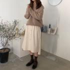 Plain Midi Shirt Dress / Chunky Knit Sweater