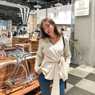 Tie-front Wrap Knit Top