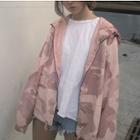 Camo Hooded Zip Jacket Pink - One Size