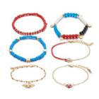 Set Of 8: Bracelet Set Of 8 - 8838 - Red & Blue & Black - One Size