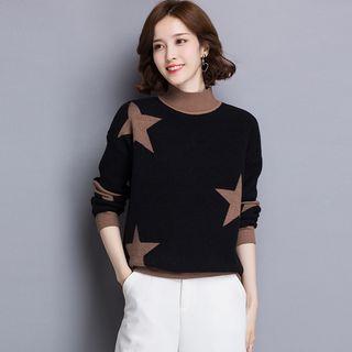 Mock-neck Star Print Sweater