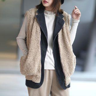 Mock Two-piece Zip-up Fleece Vest