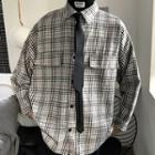 Long Sleeve Checked Shirt As Shown In Figure - One Size