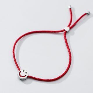 925 Sterling Silver Smiley Red String Bracelet As Shown In Figure - One Size
