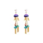 Fashion And Creative Plated Gold Marine Jellyfish Tassel Enamel Earrings With Imitation Pearls Golden - One Size